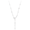 Constella Y Necklace Crystal Pearl, Round Cuts, White, Rhodium Plated