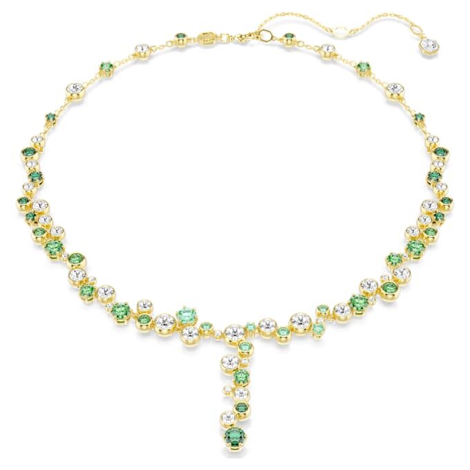 Constella Y Necklace Mixed Cuts, Green, Gold-Tone Plated Constella Y Necklace Mixed Cuts, Green, Gold-Tone Plated