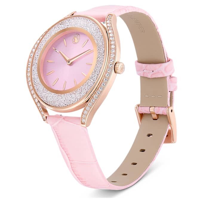 Crystalline Aura Watch Swiss Made, Leather Strap, Pink, Rose Gold-Tone Finish Crystalline Aura Watch Swiss Made, Leather Strap, Pink, Rose Gold-Tone Finish