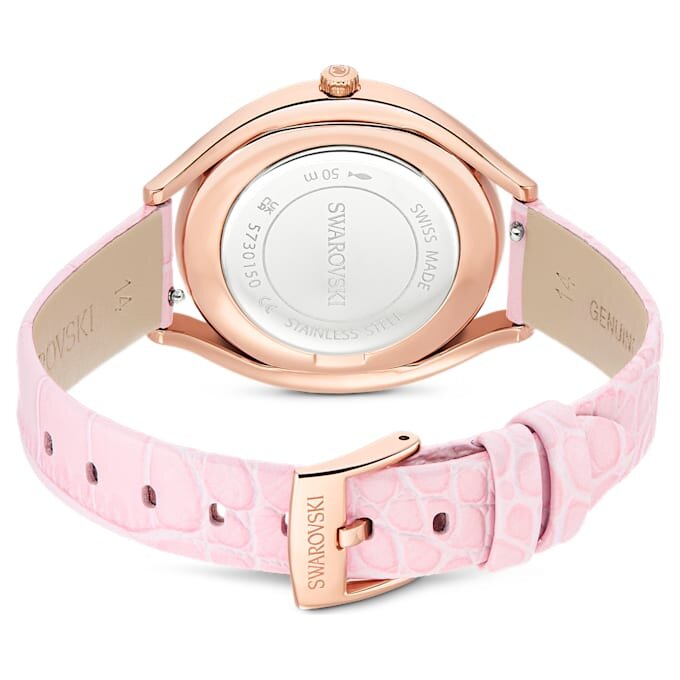 Crystalline Aura Watch Swiss Made, Leather Strap, Pink, Rose Gold-Tone Finish Crystalline Aura Watch Swiss Made, Leather Strap, Pink, Rose Gold-Tone Finish