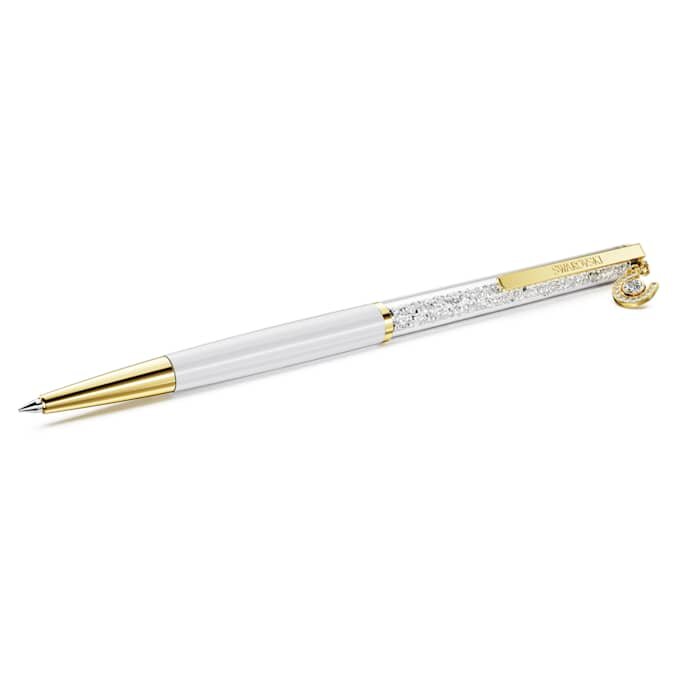 Crystalline Ballpoint Pen Horse Shoe, White, White Lacquered, Gold-Tone Plated Crystalline Ballpoint Pen Horse Shoe, White, White Lacquered, Gold-Tone Plated