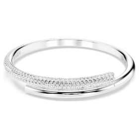 Dextera Bangle Magnetic Closure, White, Rhodium Plated