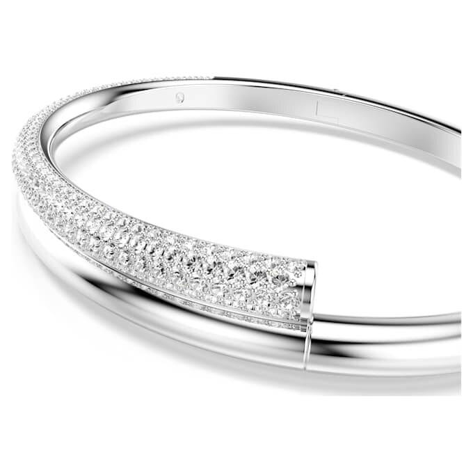 Dextera Bangle Magnetic Closure, White, Rhodium Plated Dextera Bangle Magnetic Closure, White, Rhodium Plated