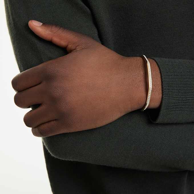 Dextera Bangle Octagon Shape, Round Cut, White, Gold-Tone Plated Dextera Bangle Octagon Shape, Round Cut, White, Gold-Tone Plated