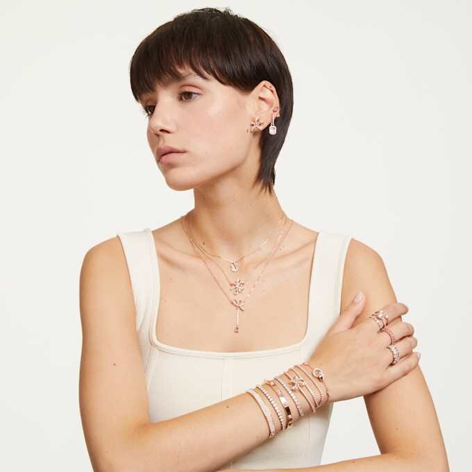Dextera Bangle Pavé, White, Rose Gold-Tone Plated Dextera Bangle Pavé, White, Rose Gold-Tone Plated