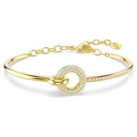 Dextera Bangle Round Cut, White, Gold-Tone Plated