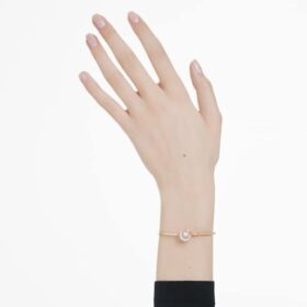 Dextera Bangle Round Cut, White, Rose Gold-Tone Plated