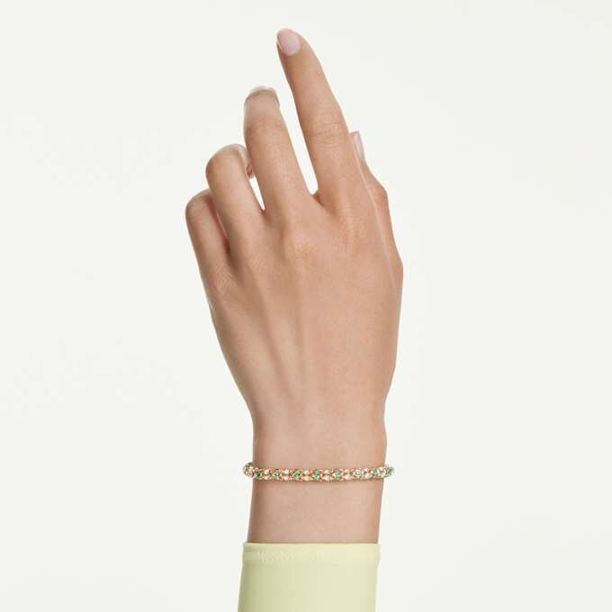 Dextera Bracelet Round Cut, Green, Gold-Tone Finish Dextera Bracelet Round Cut, Green, Gold-Tone Finish