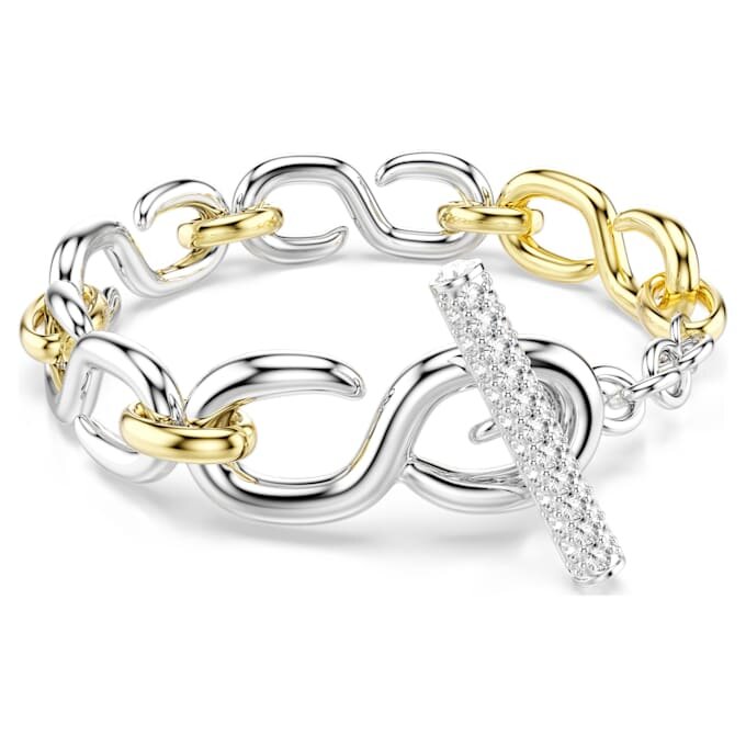 Dextera Bracelet Round Cut, T-Bar, White, Mixed Metal Finish Dextera Bracelet Round Cut, T-Bar, White, Mixed Metal Finish