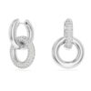 Dextera Hoop Earrings Asymmetrical Design, Interlocking Loop, White, Rhodium Plated Dextera Hoop Earrings Asymmetrical Design, Interlocking Loop, White, Rhodium Plated