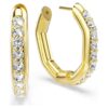 Dextera Hoop Earrings Octagon Shape, Round Cut, Medium, White, Gold-Tone Plated
