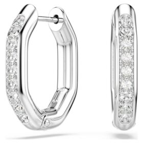 Dextera Hoop Earrings Octagon Shape, Round Cut, Small, White, Rhodium Plated Dextera Hoop Earrings Octagon Shape, Round Cut, Small, White, Rhodium Plated