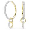 Dextera Hoop Earrings Round Cut, White, Gold-Tone Plated
