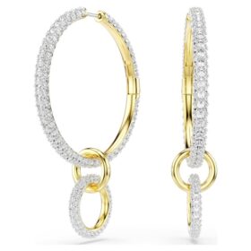 Dextera Hoop Earrings Round Cut, White, Gold-Tone Plated Dextera Hoop Earrings Round Cut, White, Gold-Tone Plated