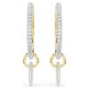 Dextera Hoop Earrings Round Cut, White, Gold-Tone Plated