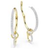 Dextera Hoop Earrings Round Cut, White, Gold-Tone Plated