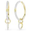 Dextera Hoop Earrings Round Cut, White, Gold-Tone Plated
