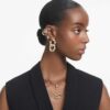 Dextera Pendant Interlocking Loop, White, Gold-Tone Plated