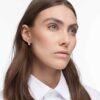 Dextera Hoop Earrings Small, White, Rhodium Plated Dextera Hoop Earrings Small, White, Rhodium Plated