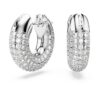 Dextera Hoop Earrings Small, White, Rhodium Plated Dextera Hoop Earrings Small, White, Rhodium Plated