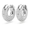 Dextera Hoop Earrings Small, White, Rhodium Plated Dextera Hoop Earrings Small, White, Rhodium Plated