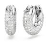 Dextera Hoop Earrings Small, White, Rhodium Plated Dextera Hoop Earrings Small, White, Rhodium Plated
