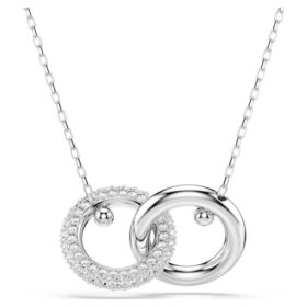 Dextera Pendant Interlocking Loop, White, Rhodium Plated
