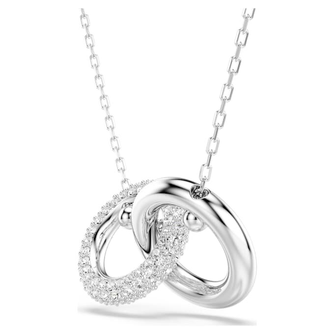 Dextera Pendant Interlocking Loop, White, Rhodium Plated Dextera Pendant Interlocking Loop, White, Rhodium Plated