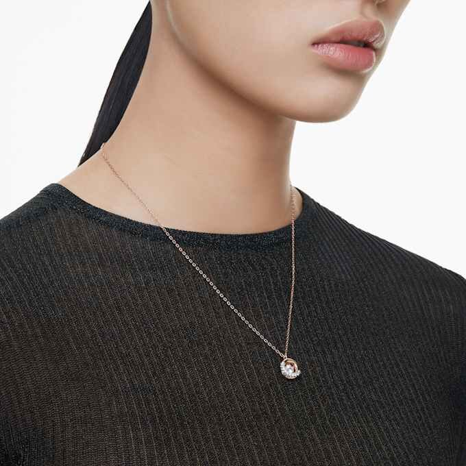 Dextera Pendant Round Cut, White, Rose Gold-Tone Plated Dextera Pendant Round Cut, White, Rose Gold-Tone Plated
