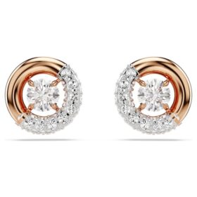 Dextera Stud Earrings Round Cut, White, Rose Gold-Tone Plated Dextera Stud Earrings Round Cut, White, Rose Gold-Tone Plated