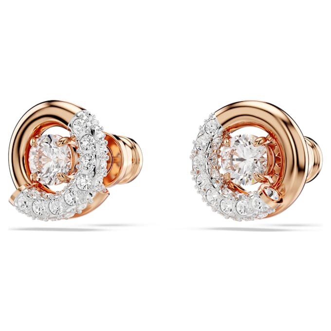 Dextera Stud Earrings Round Cut, White, Rose Gold-Tone Plated Dextera Stud Earrings Round Cut, White, Rose Gold-Tone Plated
