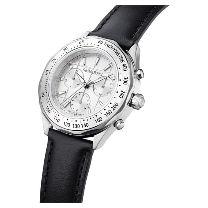 Dextera Tachymetre Watch Swiss Made, Leather Strap, Silver Tone, Stainless Steel Dextera Tachymetre Watch Swiss Made, Leather Strap, Silver Tone, Stainless Steel