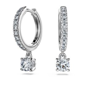 Eternity Drop Earrings Lab-Grown Diamonds 0.7 Ct Tw, Round Shape, 14K White Gold