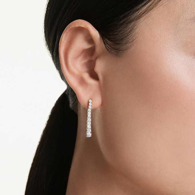 Eternity Drop Earrings Lab-Grown Diamonds 1.3 Ct Tw, Round Shape, 14K White Gold Eternity Drop Earrings Lab-Grown Diamonds 1.3 Ct Tw, Round Shape, 14K White Gold