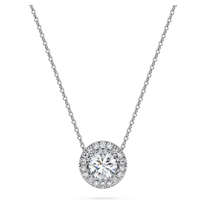 Eternity Halo Solitaire Pendant Lab-Grown Diamonds 0.59 Ct Tw, Round Shape, 14K White Gold Eternity Halo Solitaire Pendant Lab-Grown Diamonds 0.59 Ct Tw, Round Shape, 14K White Gold