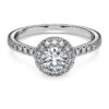 Eternity Halo Solitaire Ring Lab-Grown Diamonds 0.8 Ct Tw, Round Shape, 14K White Gold