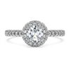 Eternity Halo Solitaire Ring Lab-Grown Diamonds 0.8 Ct Tw, Round Shape, 14K White Gold