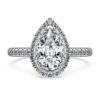 Eternity Halo Solitaire Ring Lab-Grown Diamonds 1.3 Ct Tw, Pear Shape, 14K White Gold Eternity Halo Solitaire Ring Lab-Grown Diamonds 1.3 Ct Tw, Pear Shape, 14K White Gold