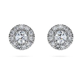 Eternity Halo Stud Earrings Lab-Grown Diamonds 0.45 Ct Tw, Round Shape, Sterling Silver