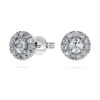 Eternity Halo Stud Earrings Lab-Grown Diamonds 0.45 Ct Tw, Round Shape, Sterling Silver Eternity Halo Stud Earrings Lab-Grown Diamonds 0.45 Ct Tw, Round Shape, Sterling Silver