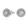 Eternity Halo Stud Earrings Lab-Grown Diamonds 0.75 Ct Tw, Round Shape, 14K White Gold