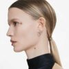 Eternity Hoop Earrings Lab-Grown Diamonds 0.1 Ct Tw, Round Shape, Small, 14K White Gold