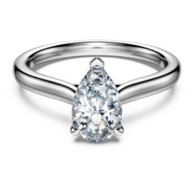 Eternity Solitaire Ring Lab-Grown Diamonds 1 Ct Tw, Pear Shape, 14K White Gold