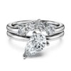 Galaxy Ring Set (2), Lab-Grown Diamonds 1.4 Ct Tw, Pear Shape, 14K White Gold