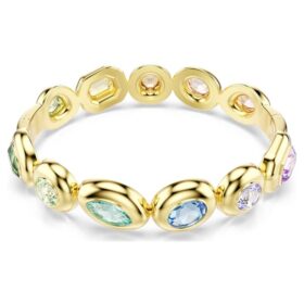 Gema Bangle Mixed Cuts, Multicolored, Gold-Tone Plated Gema Bangle Mixed Cuts, Multicolored, Gold-Tone Plated