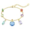 Gema Bracelet Mixed Cuts, Dangling Crystals, Multicolored, Gold-Tone Plated