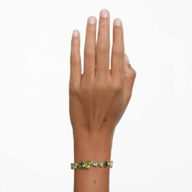 Gema Bracelet Mixed Cuts, Green, Gold-Tone Plated Gema Bracelet Mixed Cuts, Green, Gold-Tone Plated