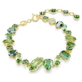 Gema Bracelet Mixed Cuts, Green, Gold-Tone Plated Gema Bracelet Mixed Cuts, Green, Gold-Tone Plated