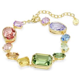 Gema Bracelet Mixed Cuts, Multicolored, Gold-Tone Plated Gema Bracelet Mixed Cuts, Multicolored, Gold-Tone Plated