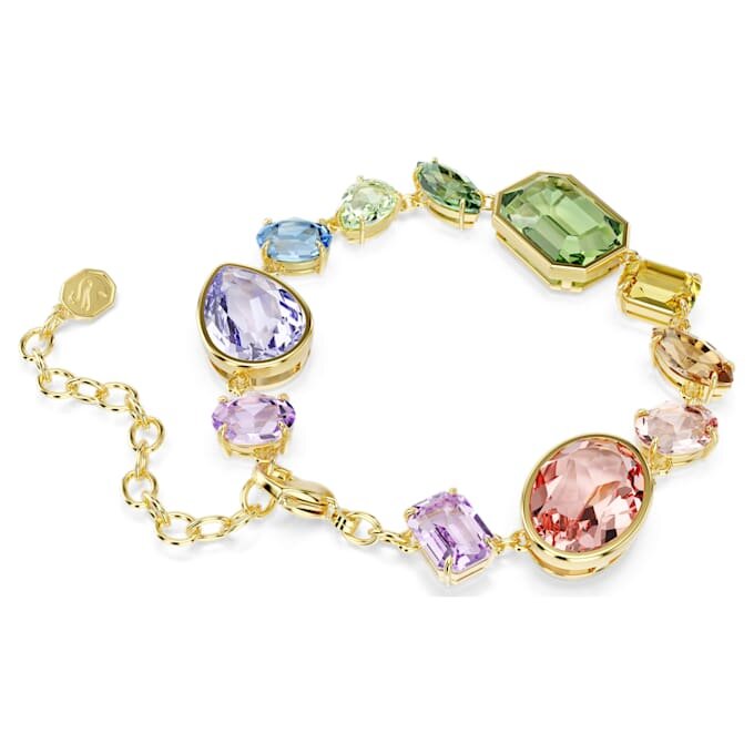 Gema Bracelet Mixed Cuts, Multicolored, Gold-Tone Plated Gema Bracelet Mixed Cuts, Multicolored, Gold-Tone Plated